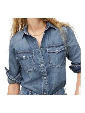 J.Crew Jules Western Denim Shirt - Fall 2022 - Pearl Snaps - 8 Slim